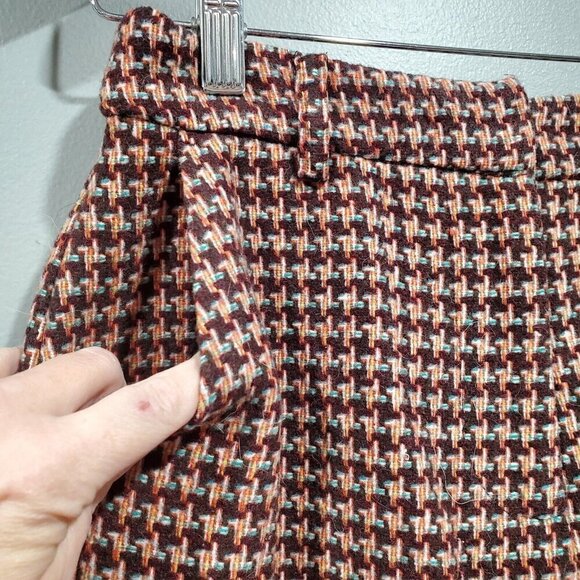 ModCloth Women's Brown Wide Leg Geometric Wool Blend Retro Trouser Pants Sz 2 - Picture 5 of 16